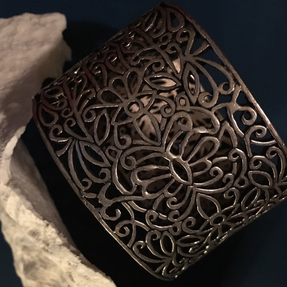 Wide Silver Bangle